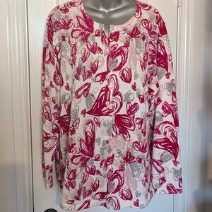 CJ Banks Heart Print Cardigan - Women's Plus Size 1X